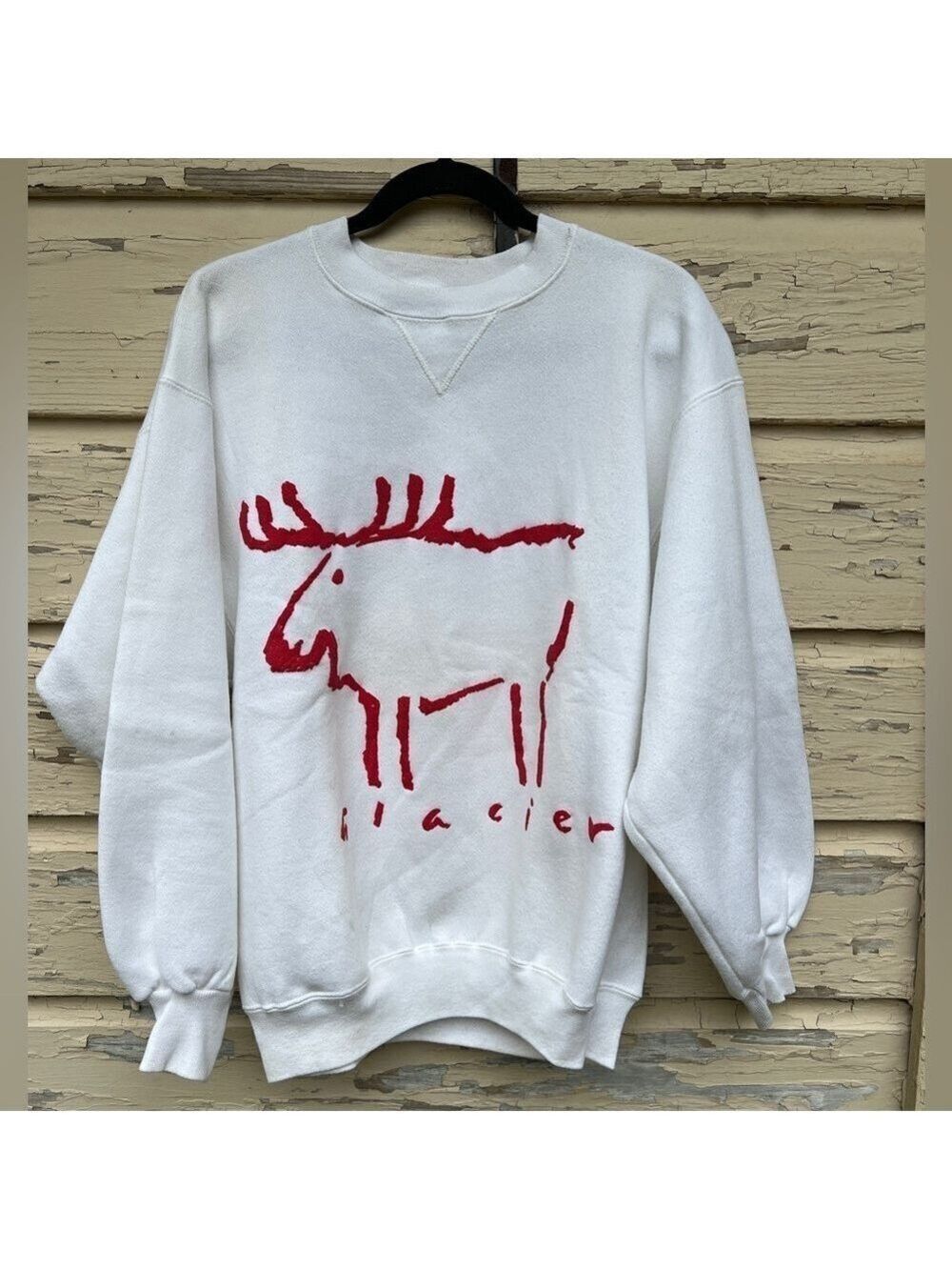 Vintage Hanes Classics USA Glacier Moose Graphic Pullover Sweatshirt 50/50 L